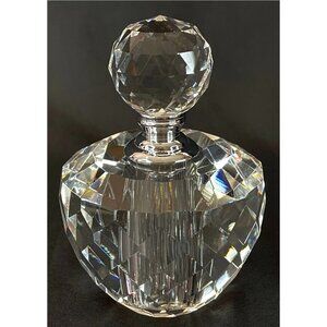 Crystal Perfume Bottle By Simon Designs 3.5" Tall With Diamond Cut Stopper